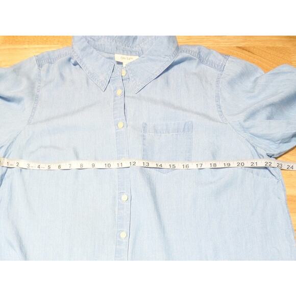On 34th Women's Chambray Shirt Plus Size 0X Long Sleeve Casual Button Blue Top - Picture 3 of 16